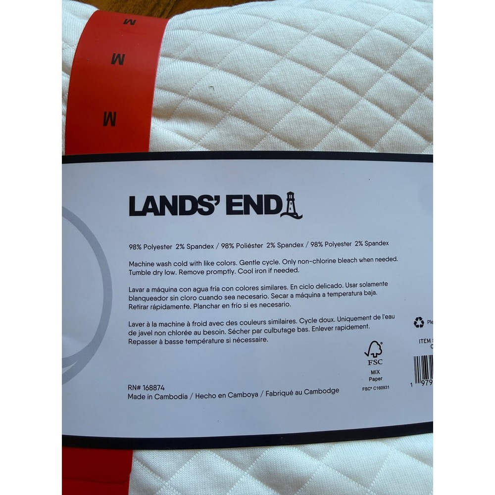 Lands' End Lounge Set Women Medium Ivory New Quilted 2-Piece Jacquard V-Neck NEW - Picture 4 of 4